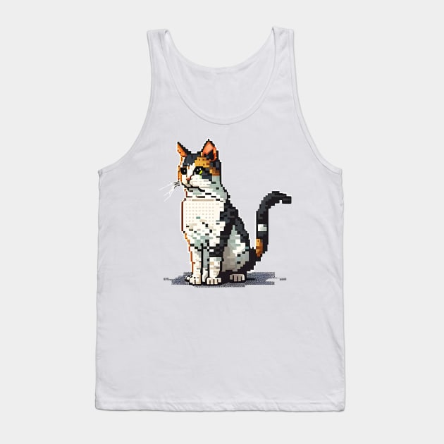 Cat Pixel - Cat Thinking About Life Tank Top by Karin Wright